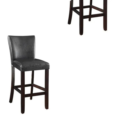 29 Inch Comfortable Wood Bar Stool, Set of 2, Cappuccino Brown, Black – Perfect for Your Home Bar