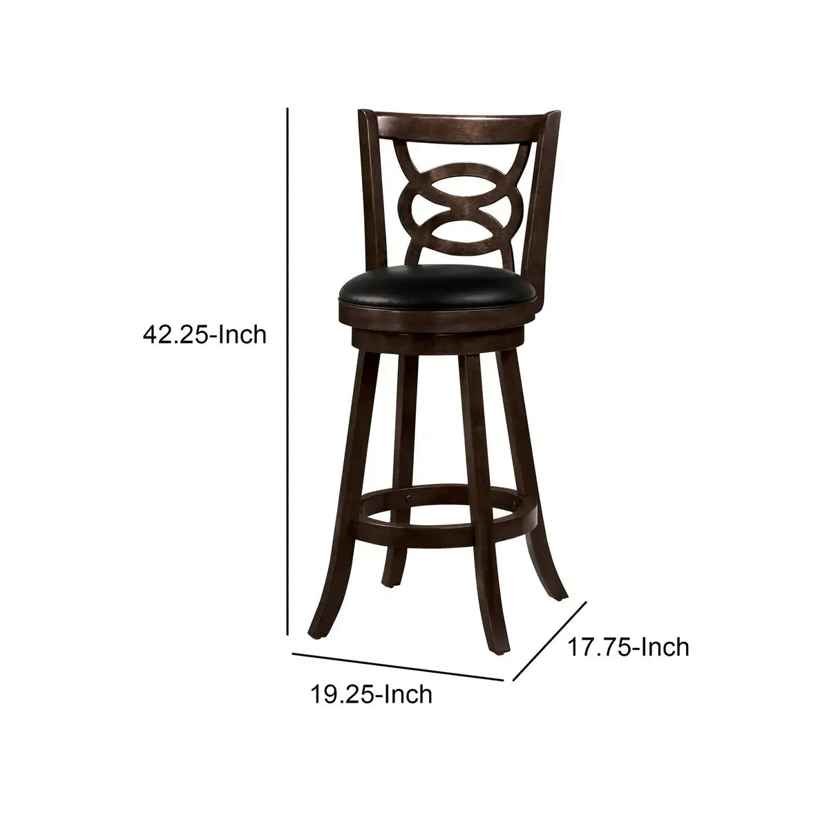 29" Swivel Bar Stool with Upholstered Seat, Black And Brown ,Set of 2