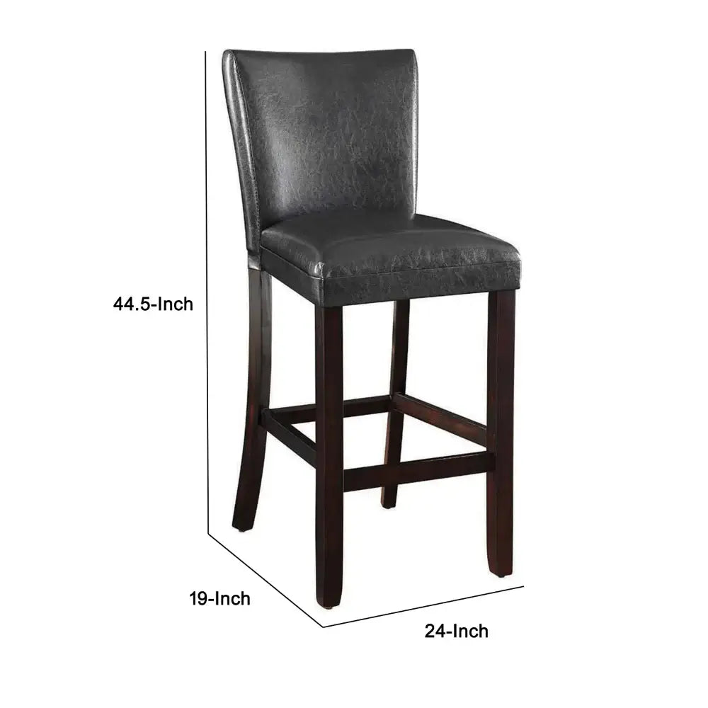 29 Inch Comfortable Wood Bar Stool, Set of 2, Cappuccino Brown, Black – Perfect for Your Home Bar