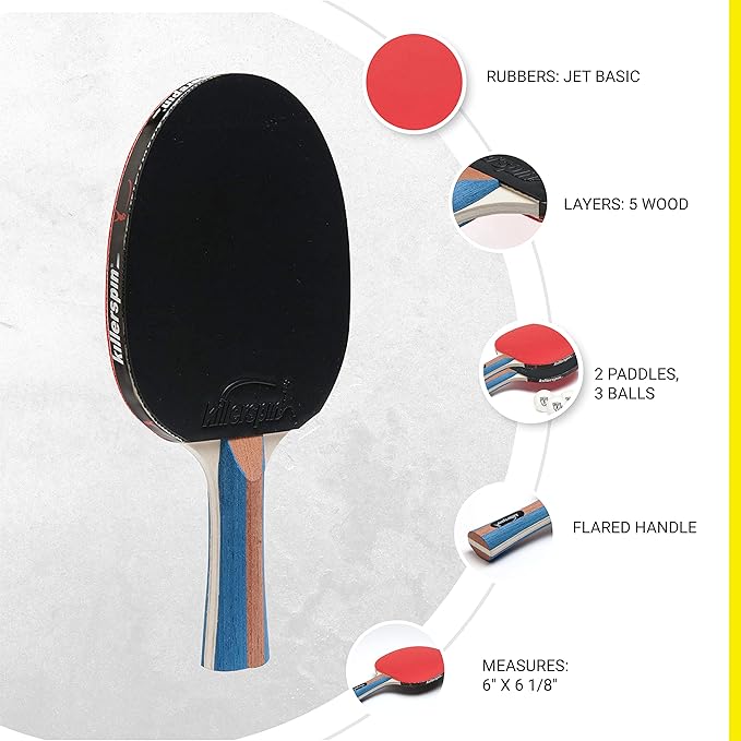 JET SET 2 Killerspin Set of 2 Ping Pong Paddles and 3 Balls Killerspin