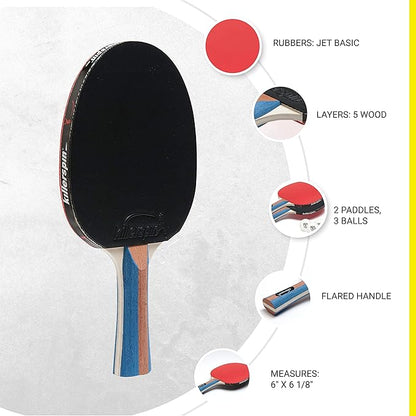 JET SET 2 Killerspin Set of 2 Ping Pong Paddles and 3 Balls Killerspin