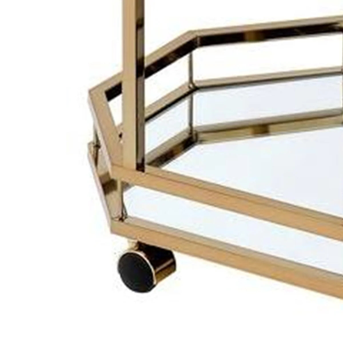 Gold & Mirror Metal Bar Cart - Elegant Serving Cart for Stylish Entertaining