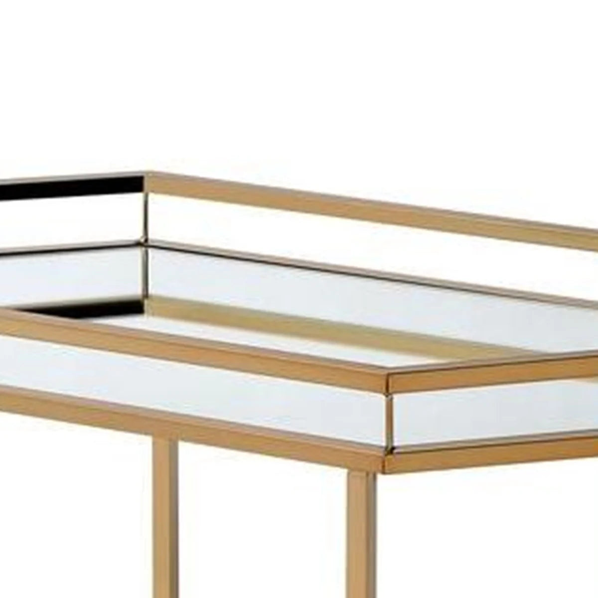 Gold & Mirror Metal Bar Cart - Elegant Serving Cart for Stylish Entertaining