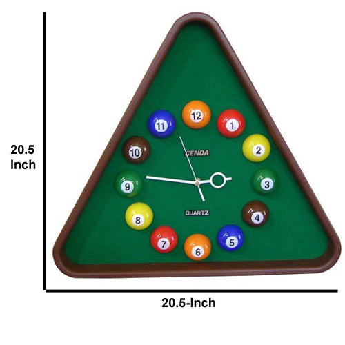 Pool Theme Triangular Shape Plastic Clock, Multicolor
