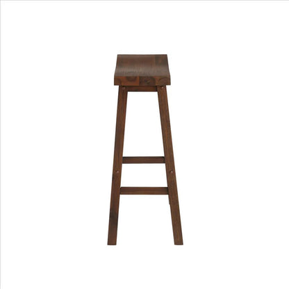 Rustic Saddle Design Wooden Barstool with Grain Details – Perfect for Your Home Bar, Brown