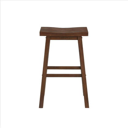 Rustic Saddle Design Wooden Barstool with Grain Details – Perfect for Your Home Bar, Brown