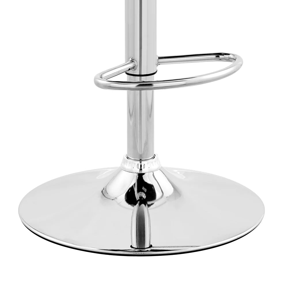 Faux Leather and Metal Adjustable Bar Stool - Contemporary Home Bar Furniture in Gray and Silver