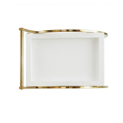 Sia 34-Inch Bar Cart & Serving Cart – Round Steel Frame, Removable White Trays with Gold Accents