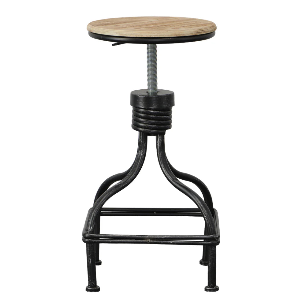 Vintage Metal Frame Swivel Counter Bar Stool with Round Padded Seat for Home Bar - Brown and Gray