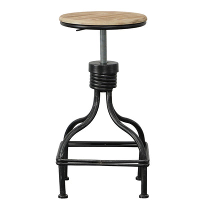 Vintage Metal Frame Swivel Counter Bar Stool with Round Padded Seat for Home Bar - Brown and Gray