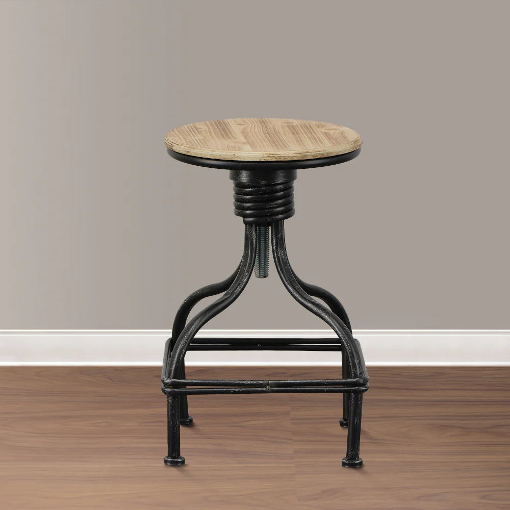 Vintage Metal Frame Swivel Counter Bar Stool with Round Padded Seat for Home Bar - Brown and Gray