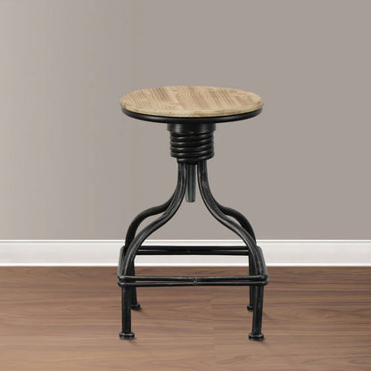 Vintage Metal Frame Swivel Counter Bar Stool with Round Padded Seat for Home Bar - Brown and Gray