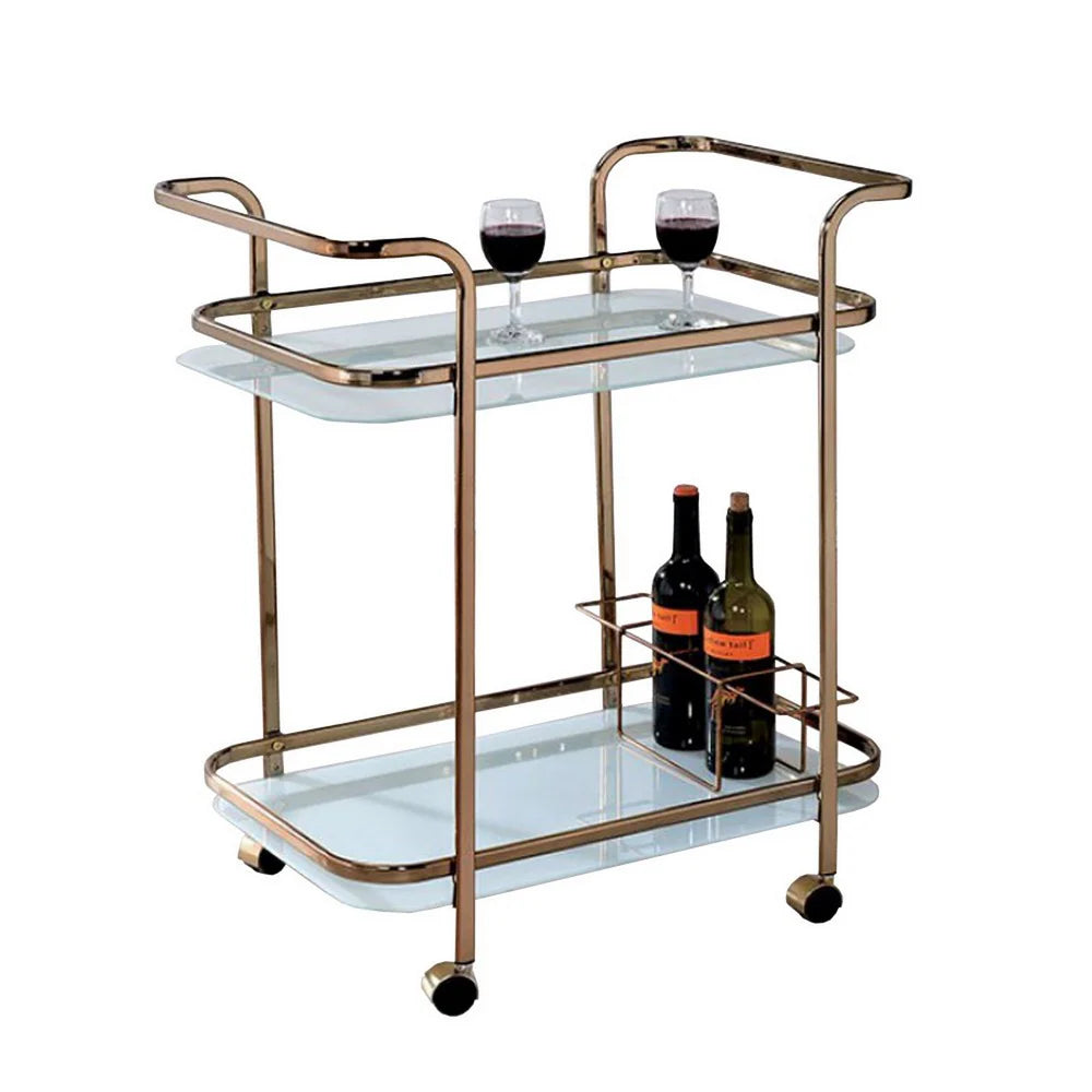 Tiana Contemporary Bar & Serving Cart in Champagne Finish