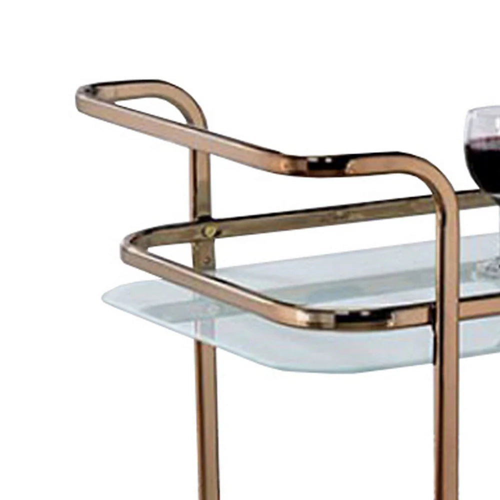 Tiana Contemporary Bar & Serving Cart in Champagne Finish