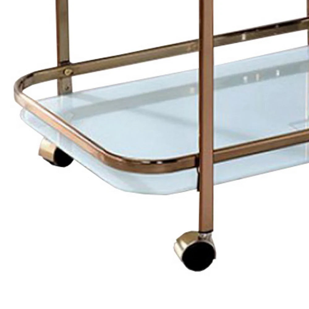 Tiana Contemporary Bar & Serving Cart in Champagne Finish