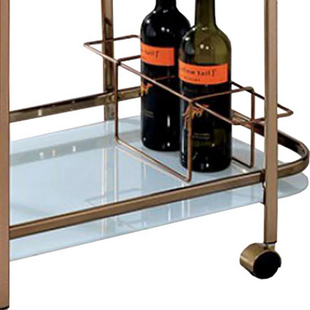 Tiana Contemporary Bar & Serving Cart in Champagne Finish