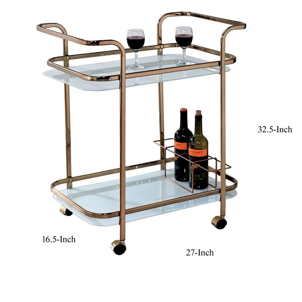 Tiana Contemporary Bar & Serving Cart in Champagne Finish
