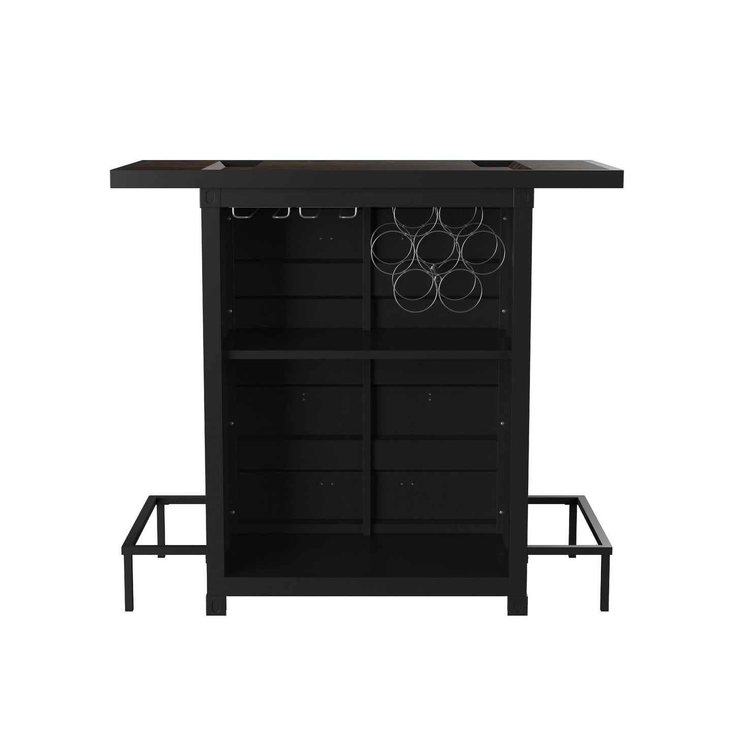Lalka Sliding Door Bar Table in Black Stylish Home Bar and Cabinet