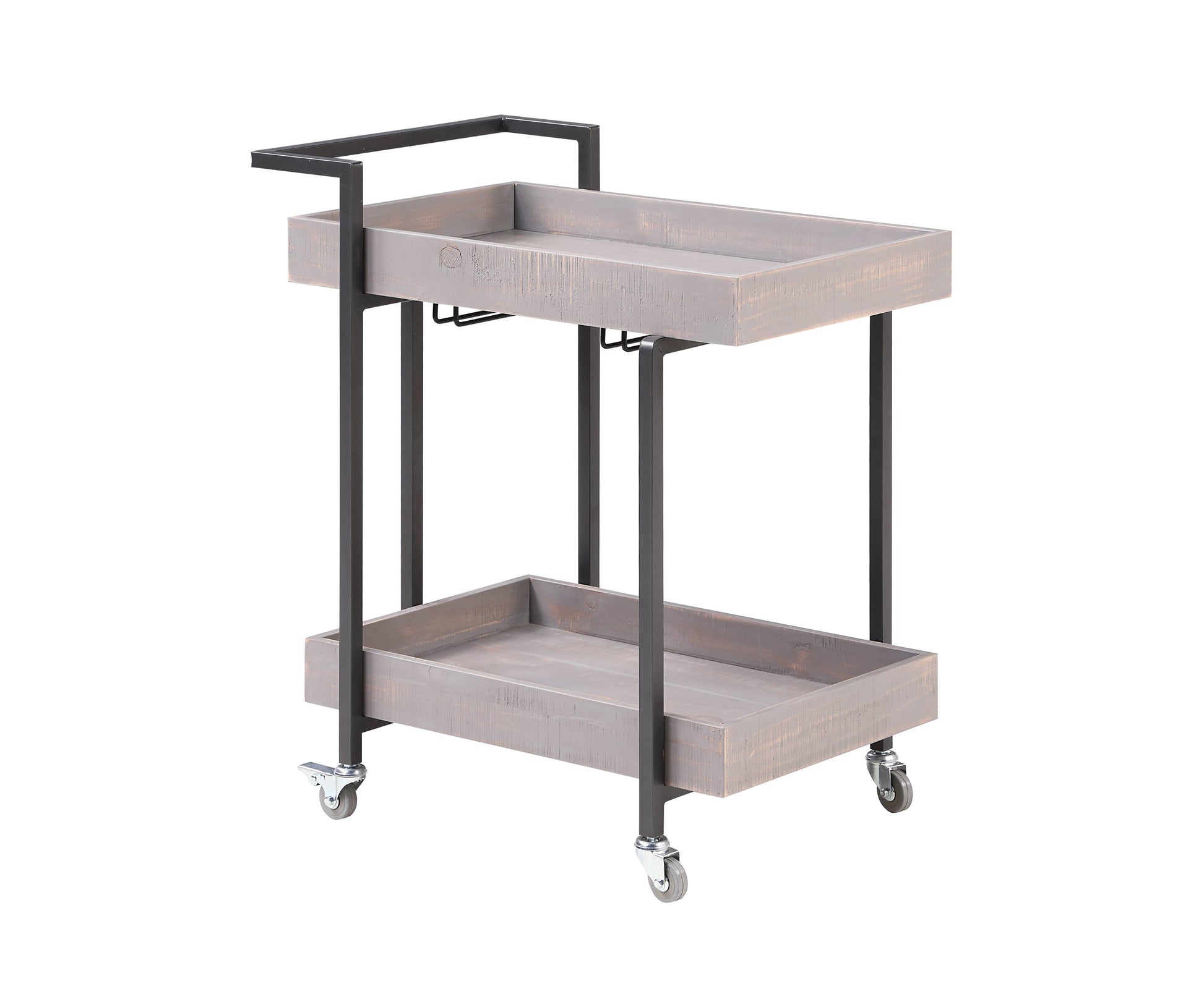 Lackomb 2-Shelf Grey Stylish Bar Cart & Serving Cart