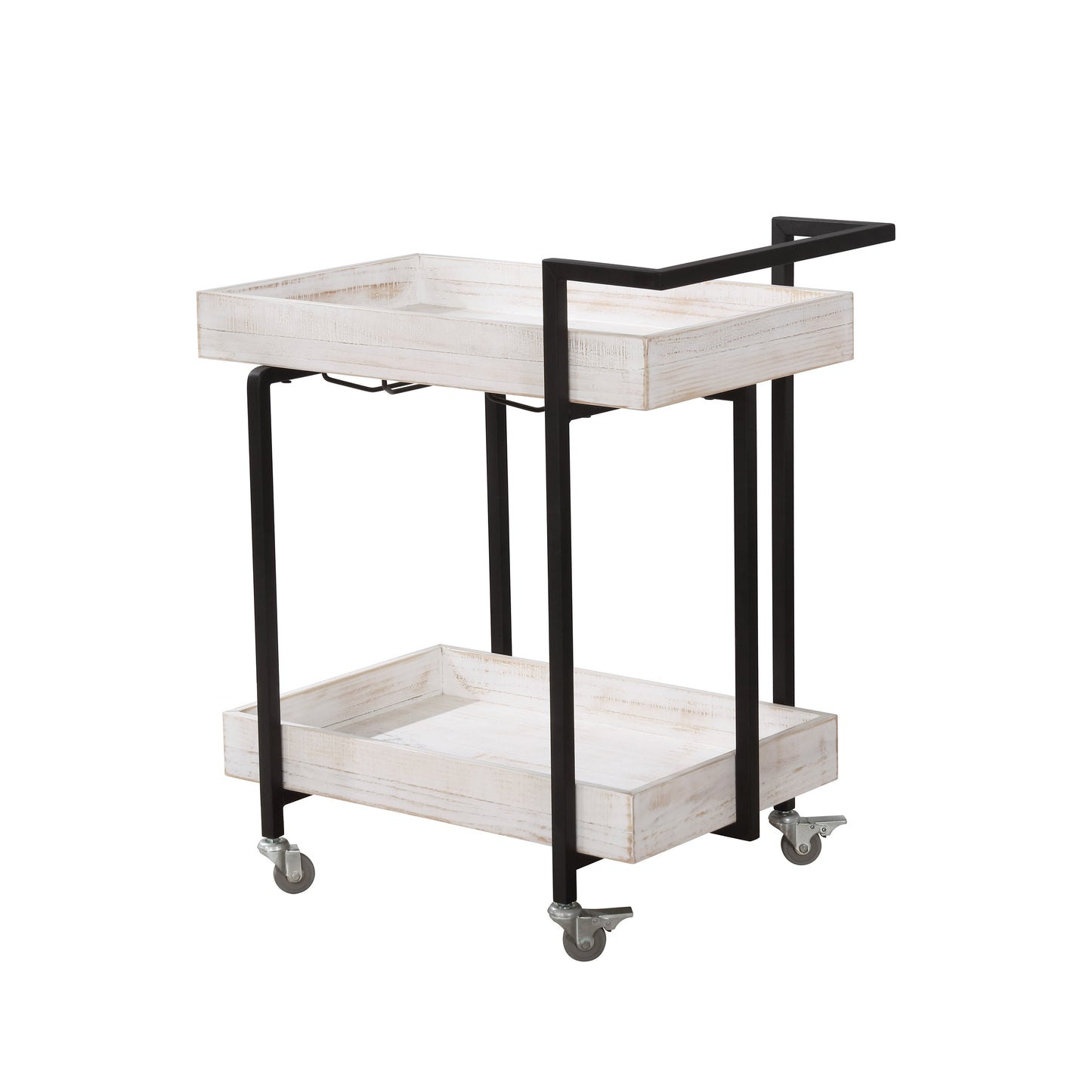 Lackomb 2-Shelf Antique White Stylish Bar Cart & Serving Cart