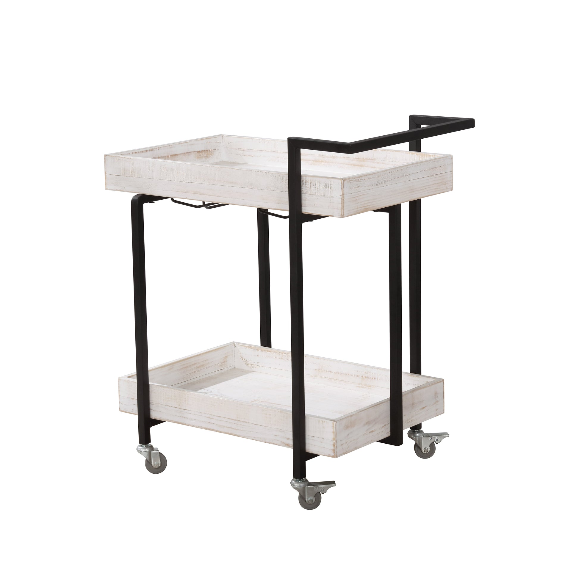 Lackomb 2-Shelf Antique White Stylish Bar Cart & Serving Cart