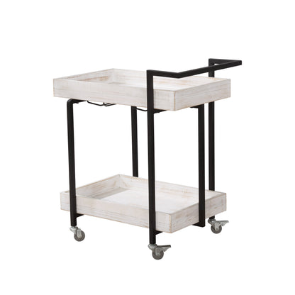 Lackomb 2-Shelf Antique White Stylish Bar Cart & Serving Cart