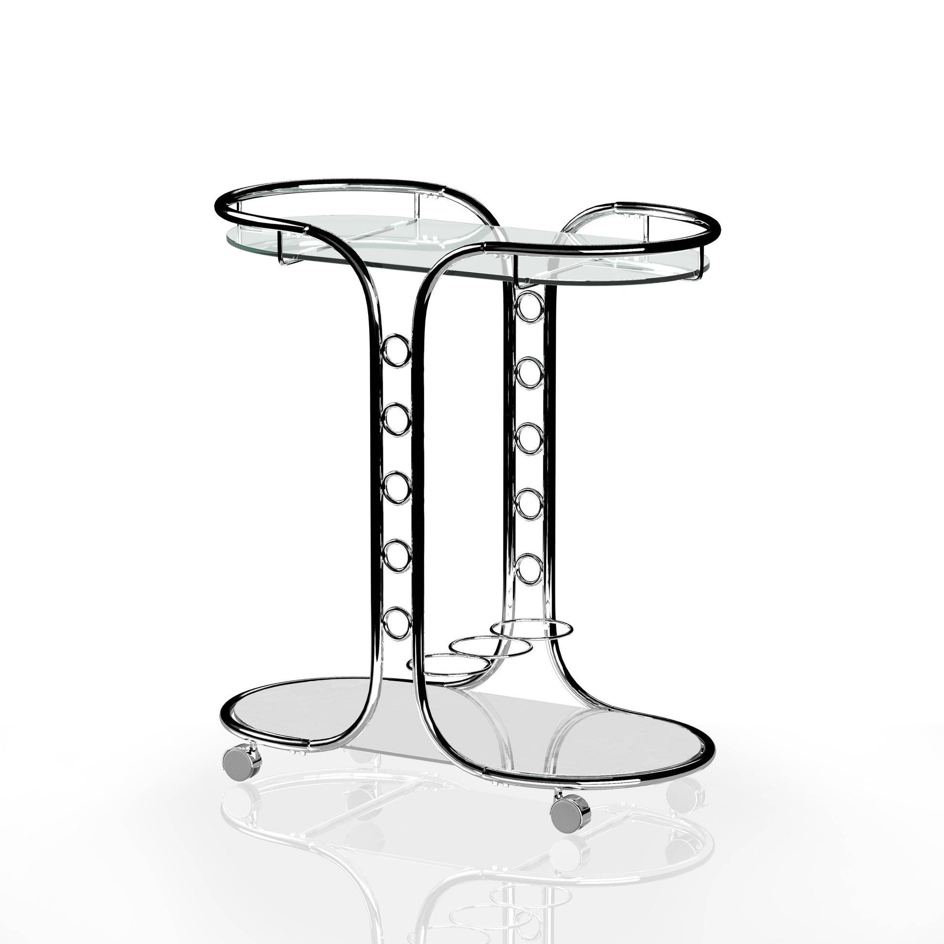 Scanlin 2-Shelf Oval Shape Elegant Bar Cart & Serving Cart