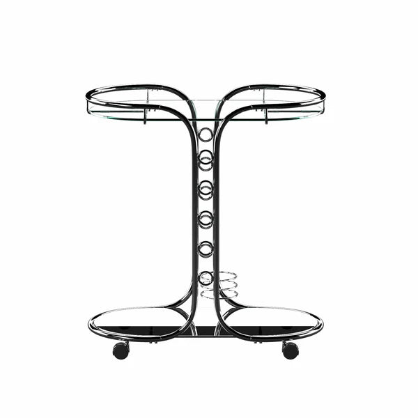 Scanlin 2-Shelf Oval Shape Elegant Bar Cart & Serving Cart