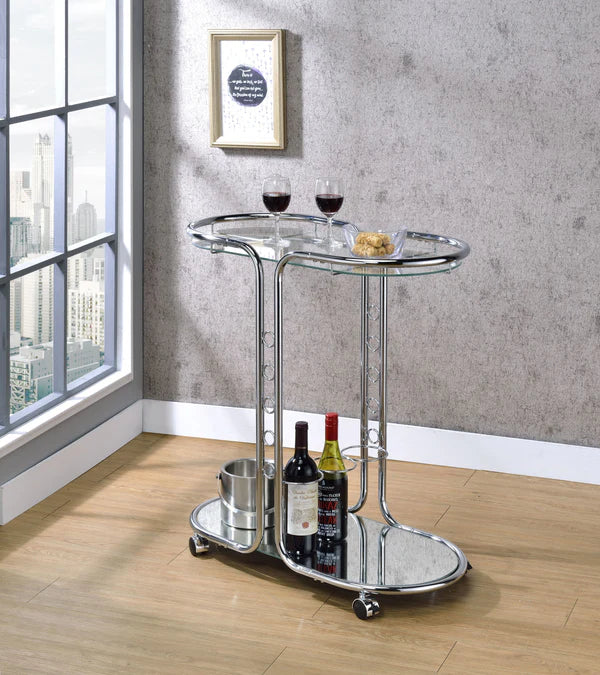 Scanlin 2-Shelf Oval Shape Elegant Bar Cart & Serving Cart