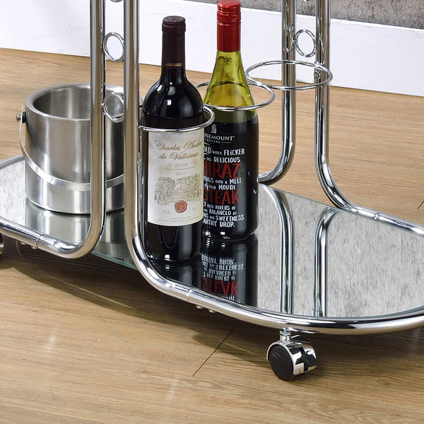 Scanlin 2-Shelf Oval Shape Elegant Bar Cart & Serving Cart