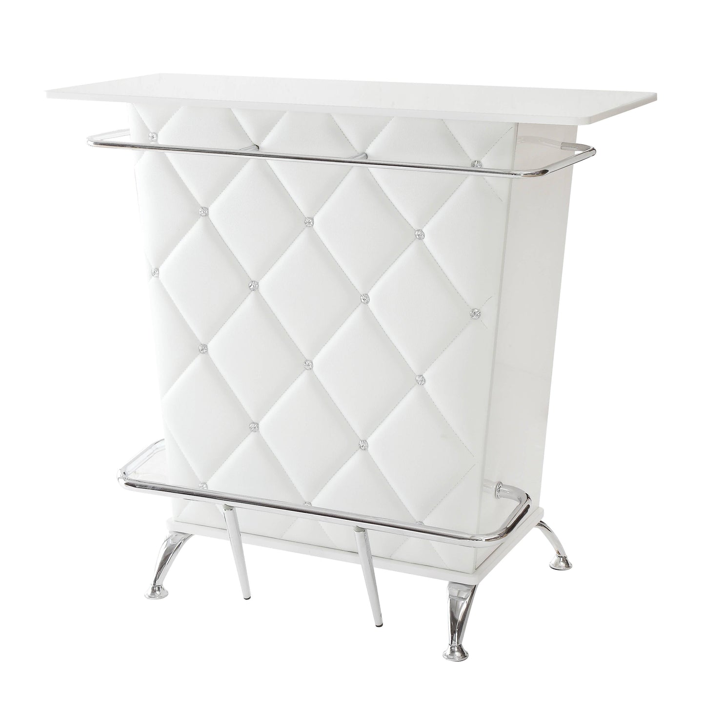 Glemma Contemporary Tufted Bar Table in White Chic Home Bar and Cabinet
