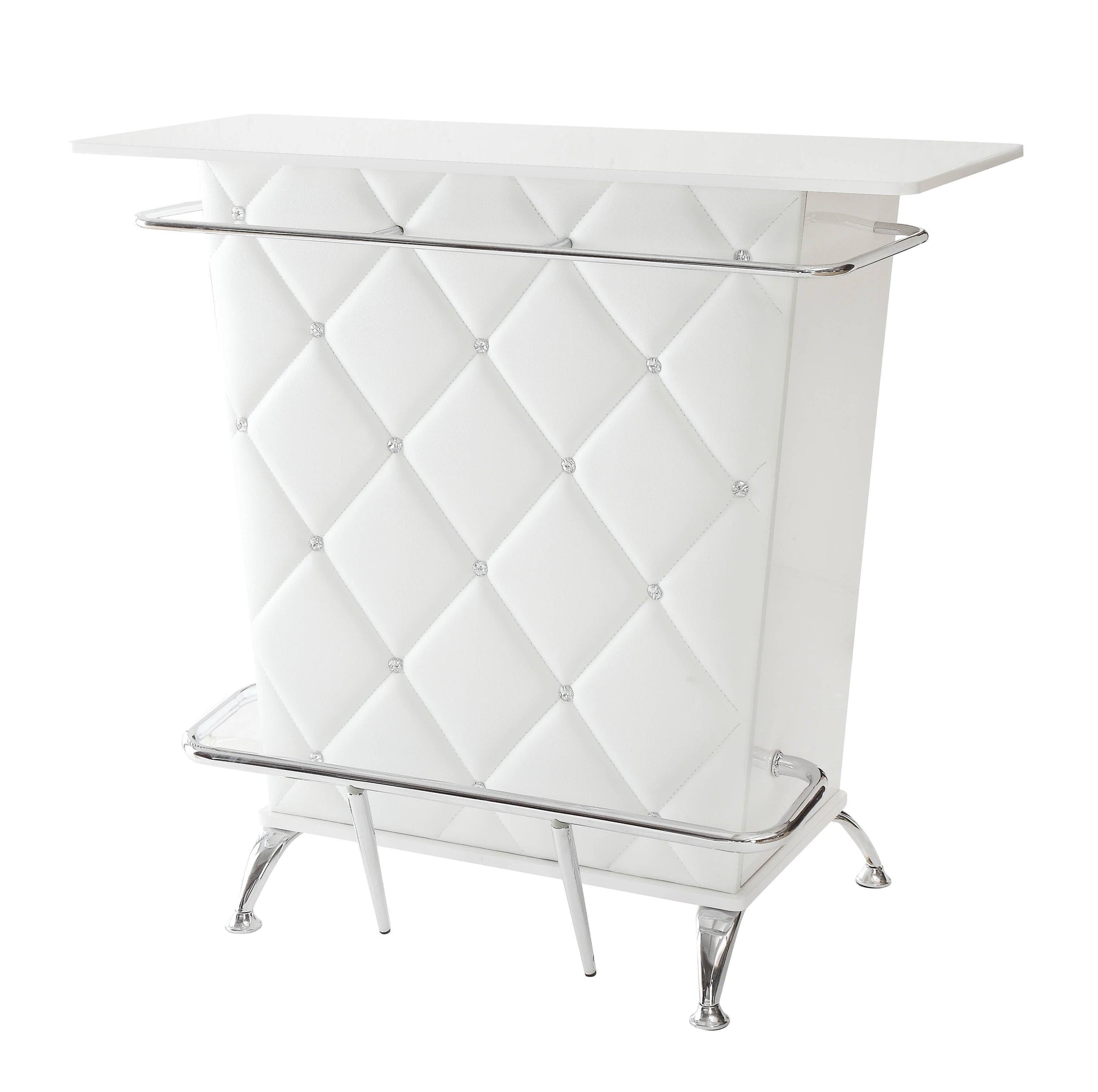Glemma Contemporary Tufted Bar Table in White Chic Home Bar and Cabinet