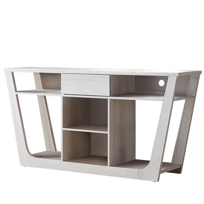 Frankl Multi-Storage Buffet in White Oak Elegant Home Bar and Cabinet
