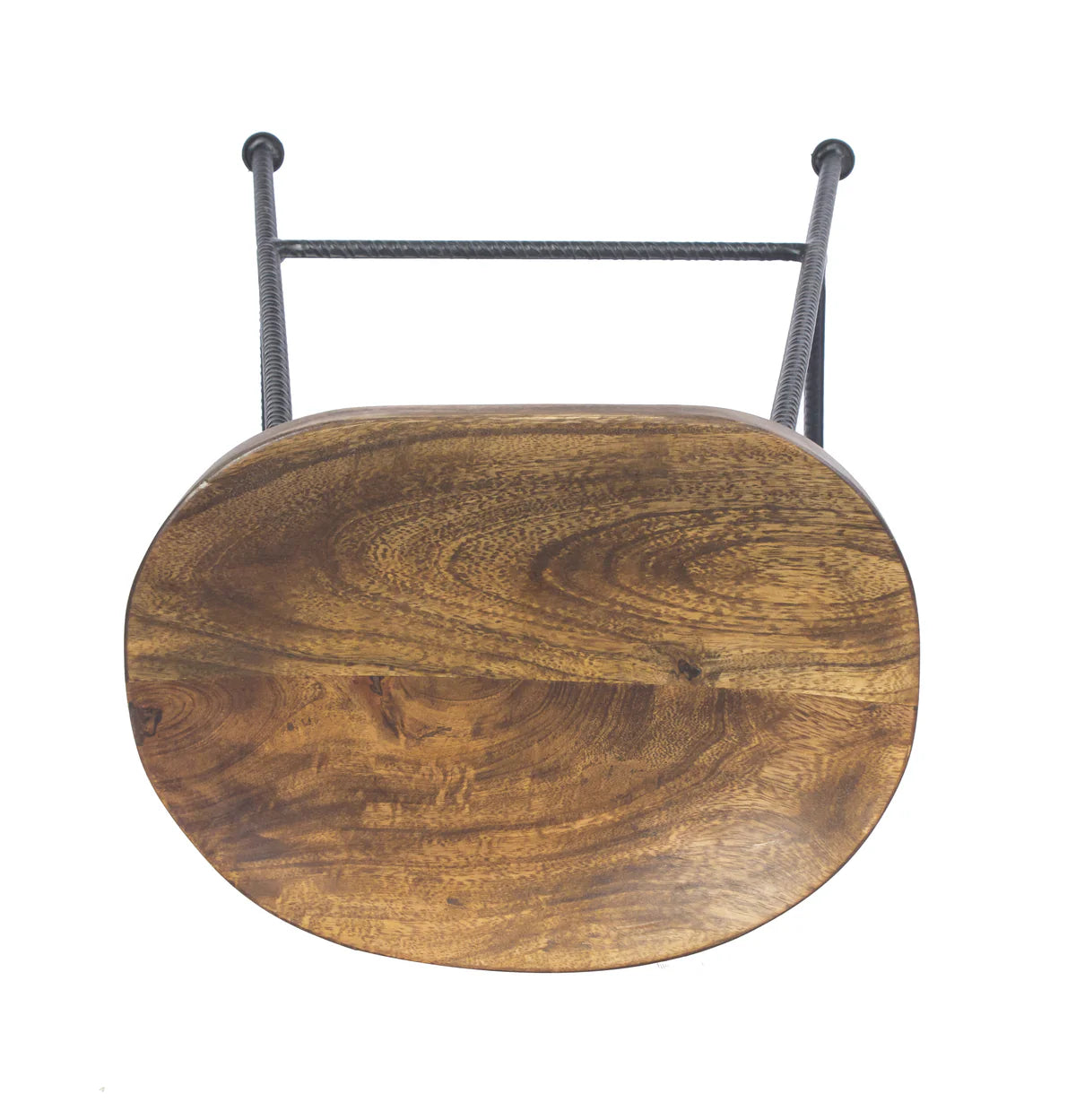 Jael 28-Inch Bar Stool: Mango Wood Saddle Seat with Iron Rod Legs – Stylish Addition to Your Home Bar