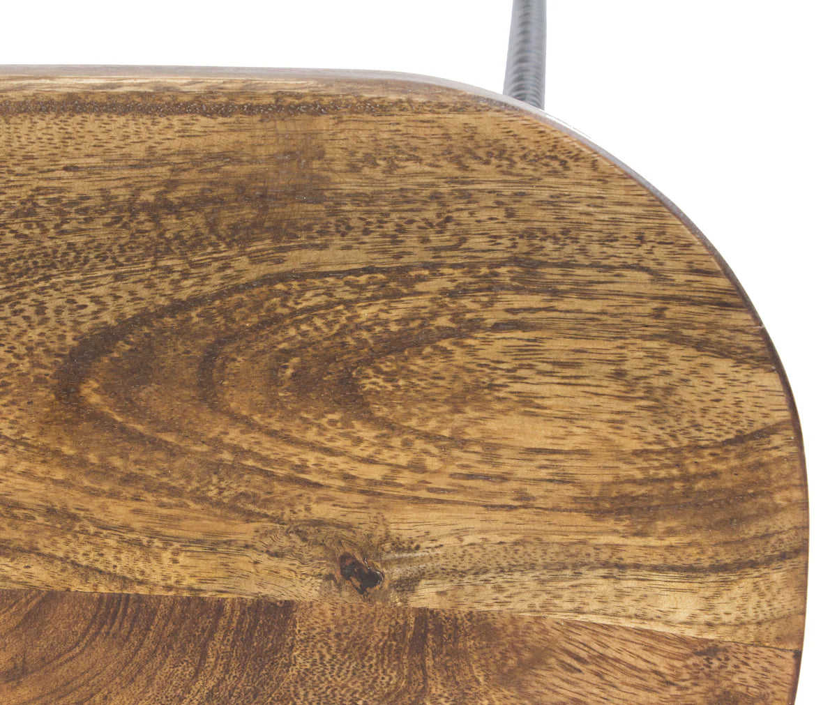 Jael 28-Inch Bar Stool: Mango Wood Saddle Seat with Iron Rod Legs – Stylish Addition to Your Home Bar