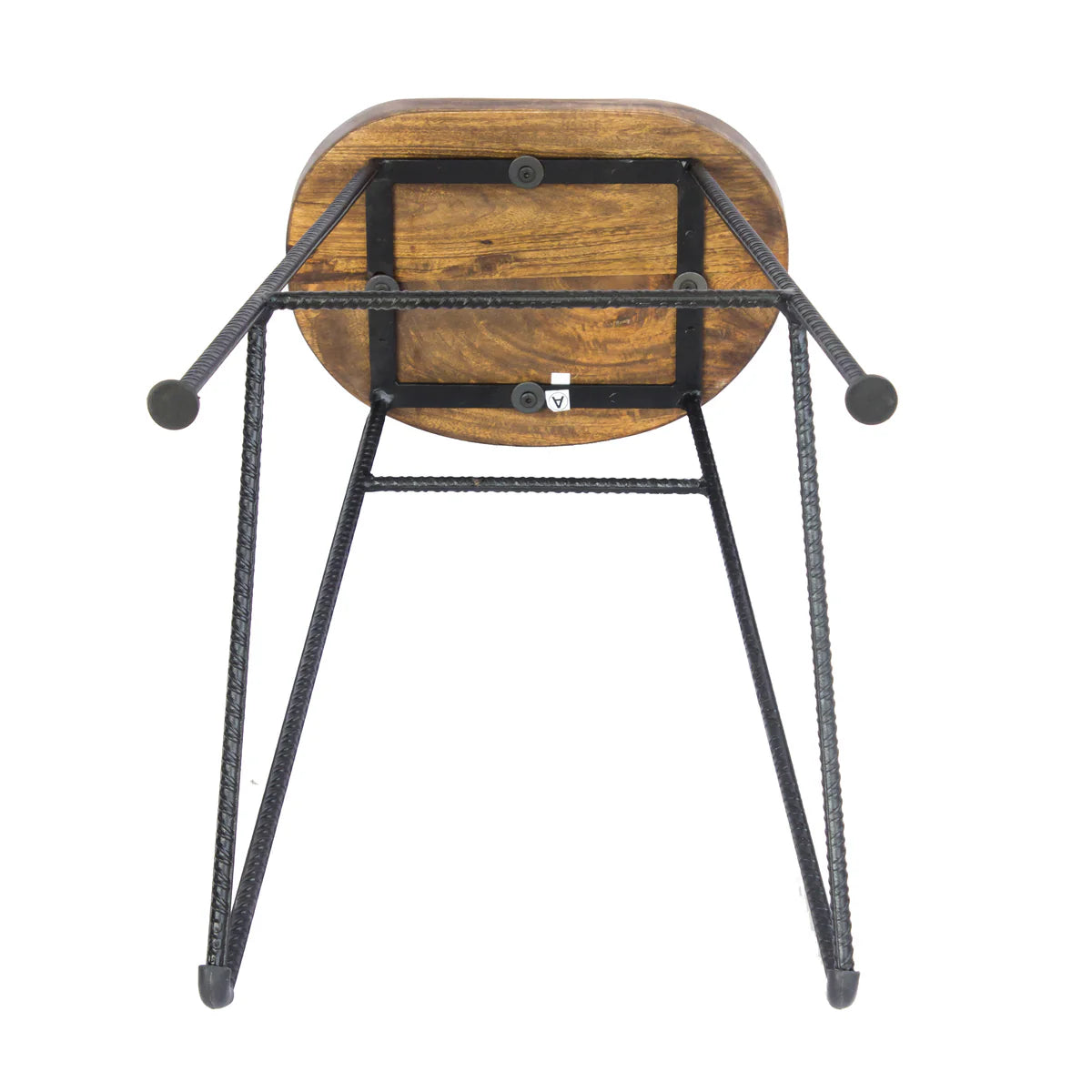 Jael 28-Inch Bar Stool: Mango Wood Saddle Seat with Iron Rod Legs – Stylish Addition to Your Home Bar