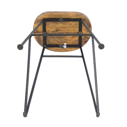 Jael 28-Inch Bar Stool: Mango Wood Saddle Seat with Iron Rod Legs – Stylish Addition to Your Home Bar