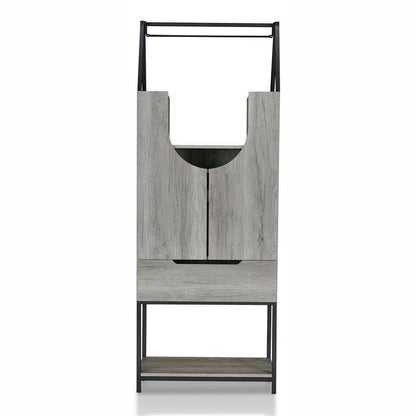 Robble Multi-Storage Wine Cabinet in Vintage Gray Oak Finish - Home Bar & Cabinet