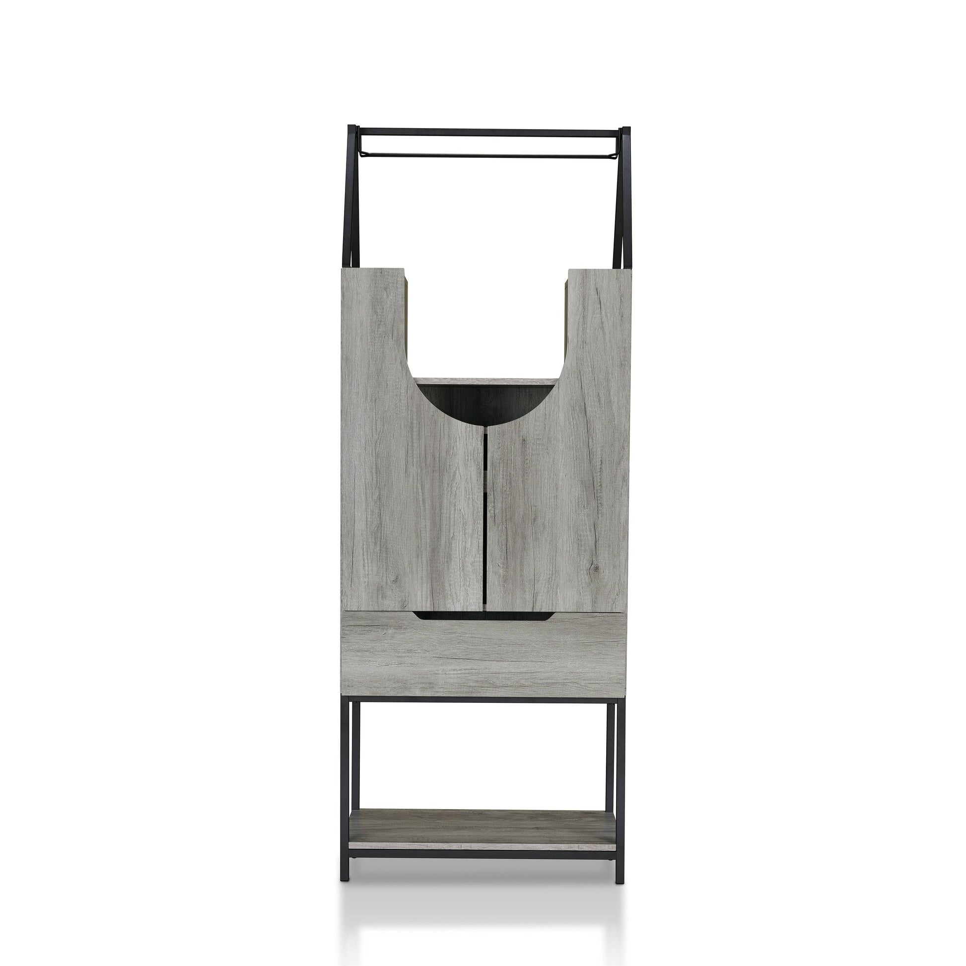 Robble Multi-Storage Wine Cabinet in Vintage Gray Oak Finish - Home Bar & Cabinet