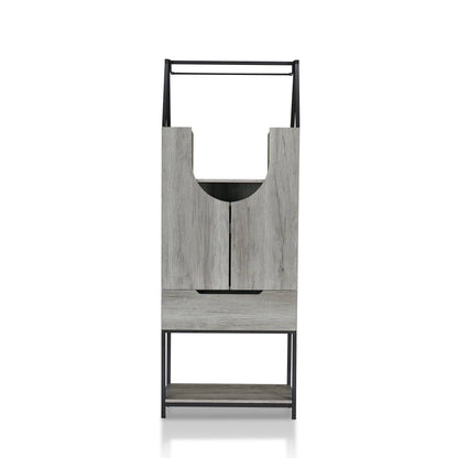 Robble Multi-Storage Wine Cabinet in Vintage Gray Oak Finish - Home Bar & Cabinet
