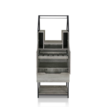 Robble Multi-Storage Wine Cabinet in Vintage Gray Oak Finish - Home Bar & Cabinet