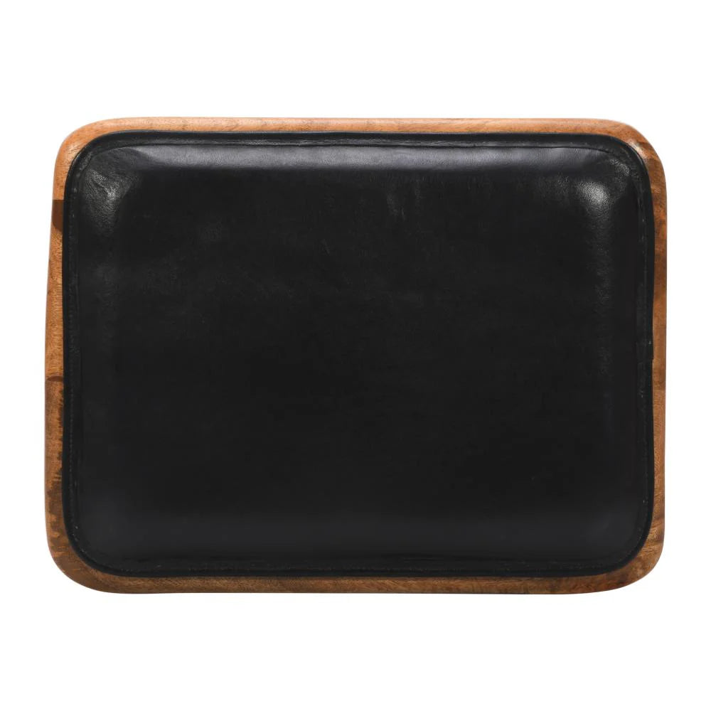 25-Inch Bar Stool: Genuine Leather Seat with Mango Wood Frame – Ideal for Your Home Bar